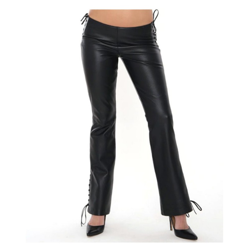 Women Fetish Lace Up Side Waist Pants 